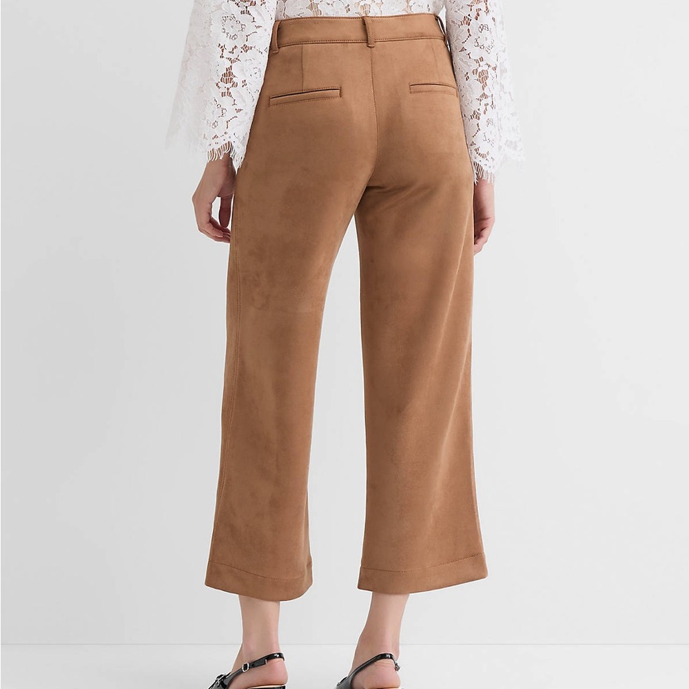 NWT LOFT Tan Wide-Leg Faux Suede Trousers. MSRP $94.95. Size 14 - Picture 4 of 4